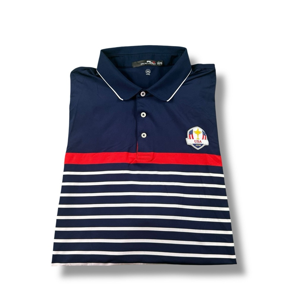 Ralph Lauren RLX 2018 Ryder Cup Stripes Team USA Polo United We Stand Mens 2XL
